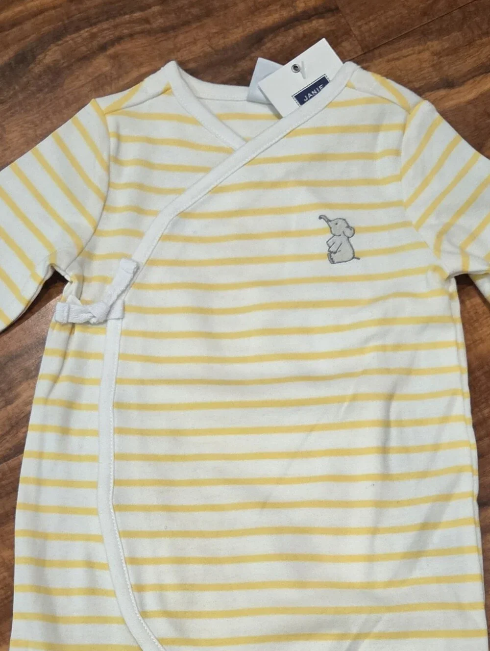 Janie and Jack NWT 6-9 Months Yellow and White Striped Footed One-Piece